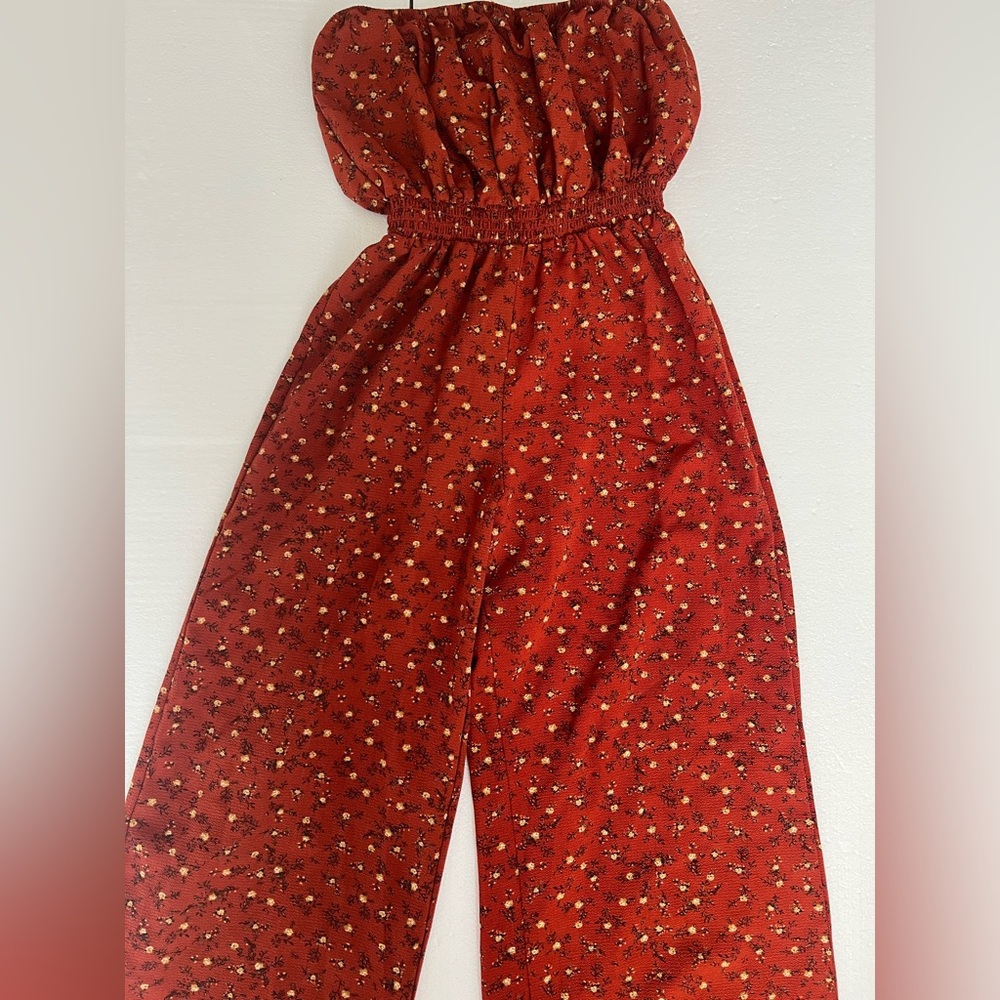 Forever 21 Rust Floral jumpsuit - Picture 1 of 3